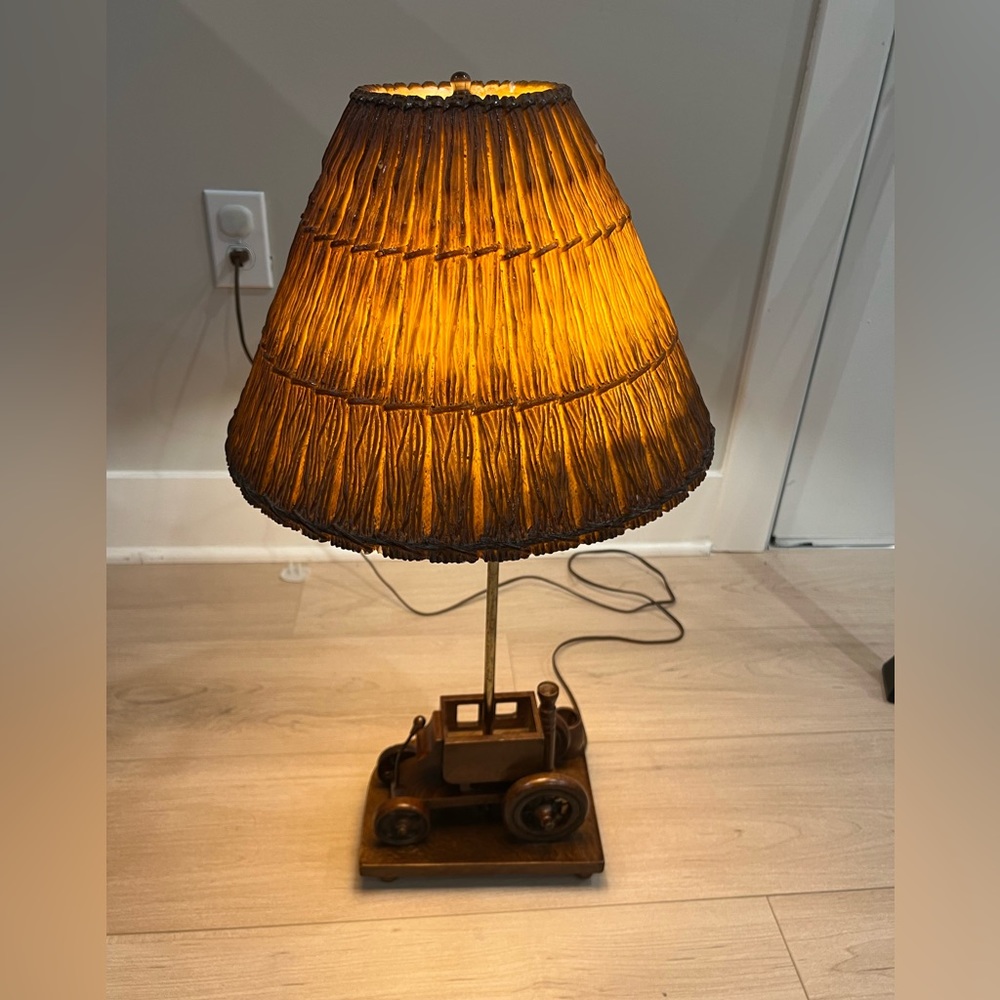 Vintage Rare Wooden CARROZZA a VAPORE Steam Engine Locomotive Train Lamp